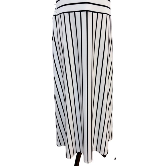 Lauren Ralph‎ Lauren Size 10 Black White Stripe Midi Dress Short Sleeve - Picture 4 of 9